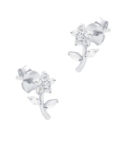 Beautiful Flower CZ Silver Stud Earring STS-6666